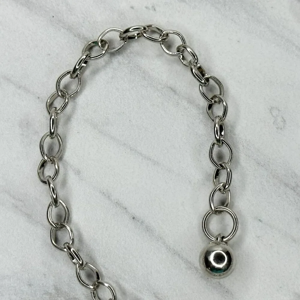 Y2K Rhinestone Flower Silver Chain Belt Extra Small/Small (XS/S) ✨